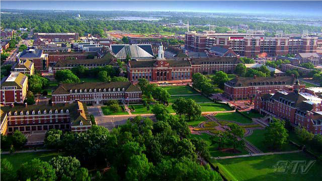 Oklahoma State University campus aerial photo